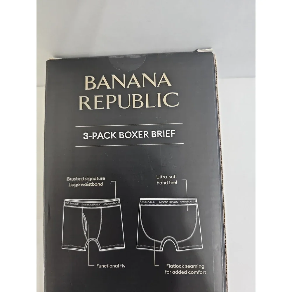 Banana Republic Men's Boxer Briefs, 3 Pack, Black 28